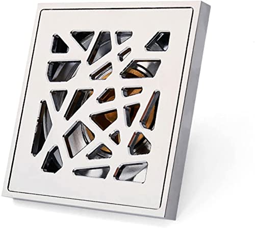 LKLNCXC Drenaje Desagüe de Ducha de latón de 4 Pulgadas con Rejilla de Cubierta extraíble, desagüe de Piso Cuadrado con colador de Pelo for Cocina, baño, Garaje y sótano, Cromado (Blanco: D)