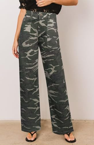 Image of Wide Leg Jeans for Women High Waist Stretch Cargo Denim Pants