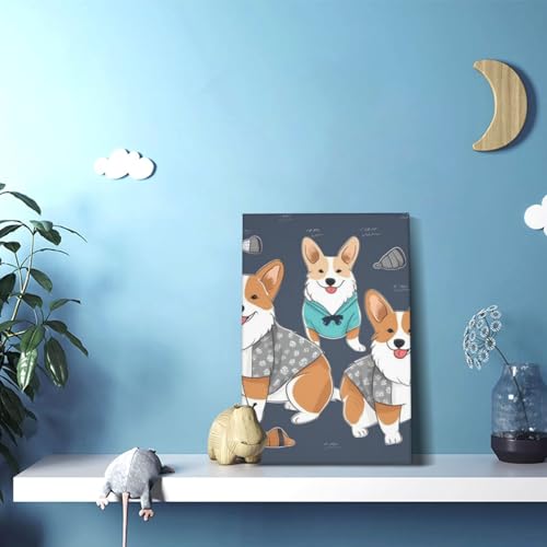Impression toile corgi en vêtements 45x30cm déco murale moderne - 4