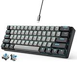 abucow 60% メカニカル ゲーミングキーボード ブルースイッチ 有線 コンパクトキーボード アンチゴースト機能 全キー同時押し対応 61 交換可能キーキャップ 人間工学デザイン Windows/Mac 対応(ブラックグレー（)