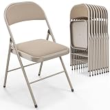 Bonnlo Lot de 10 Chaises Pliantes en Tissu, Empilables & Portables, avec Structure en Fer ...