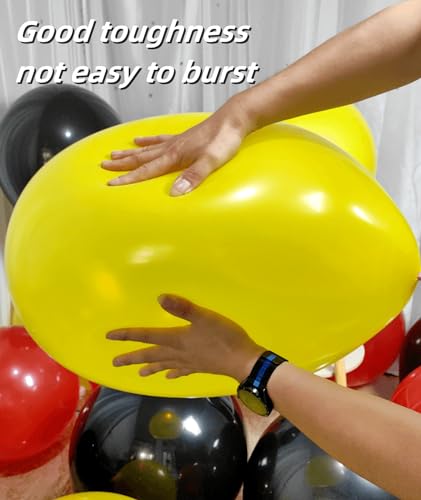 Image of 90 Pack Red and Yellow Black Balloons 18 Inch Large Balloon for Mouse Theme Kids Birthday Baby Shower Anniversary Party Decorations Supplies