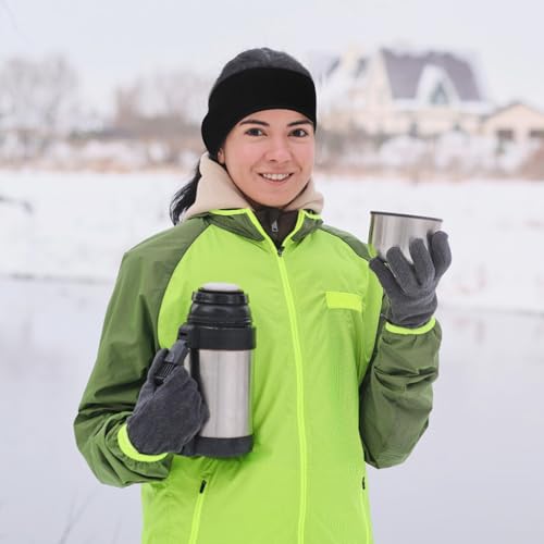 Image of Ear Warmers Headband, KOMAKE 2 Pack Earmuff Headband Fleece Earmuffs Running Headband Winter Ear Covers Moisture Wicking Sweatband Ski Sport Headband For Men & Women (Black+Gray)