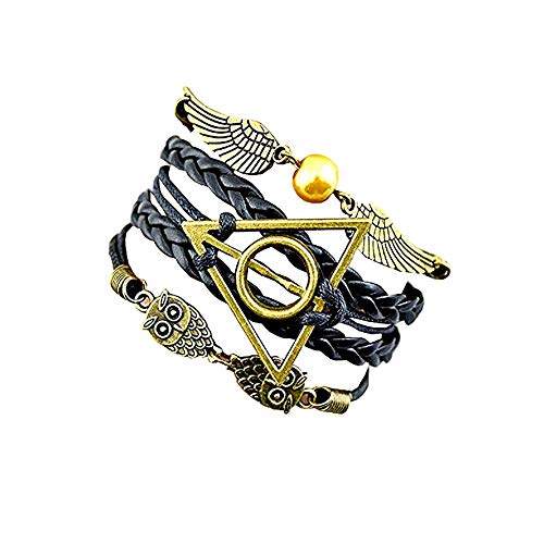 Bracelet Fantaisie Cuir Noir Harry Potter - Longueur 21 Cm, Neuf Avec étiquettes