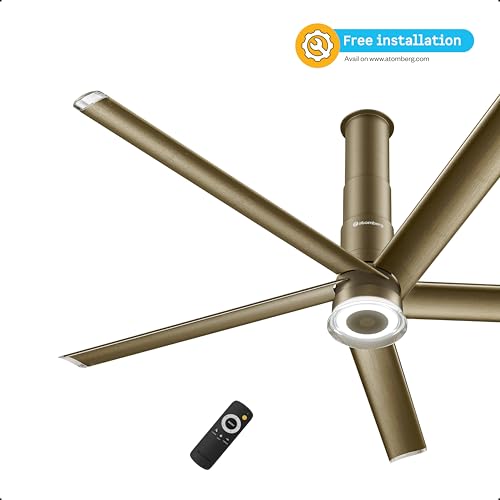 Image of atomberg Emperion Linea Smart 1250mm BLDC Ceiling Fan with IoT & Remote | | BEE 5 star | Advance Air+ Technology | Super Silent Fan | 12W Underlight | 5 Year Warranty |Antique Goldleaf
