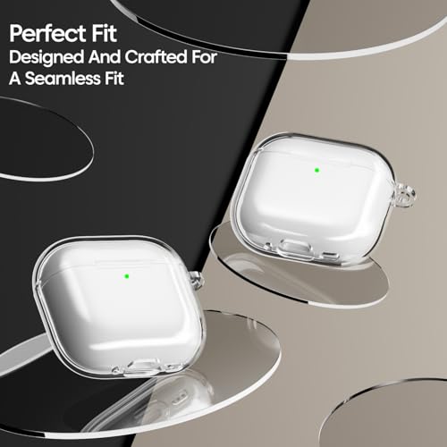 Image of Sounce Earphone Case Cover Compatible for Airpods 4 Case 2024, Soft Silicone Skin Case Cover Shock-Absorbing Protective Case with Keychain, Transparent Designed Soft TPU Protective Cover(Transparent)