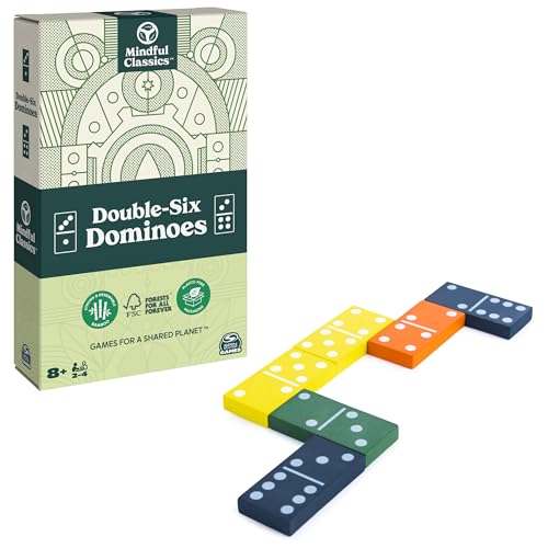 Double-Six Dominoes de Madera con Estuche de Bambú