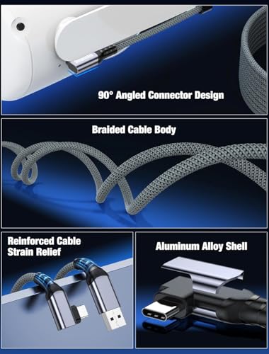 Image of VR Link Cable USB 3.2, 5Gbps High-Speed Data, Gaming Charge & Play 3A Fast Charging, 90 Type-C Braided Cable Compatible with Meta Quest 3 /2 /Pro, Pico 4, PC, Laptop & Mobile | 3 Meter