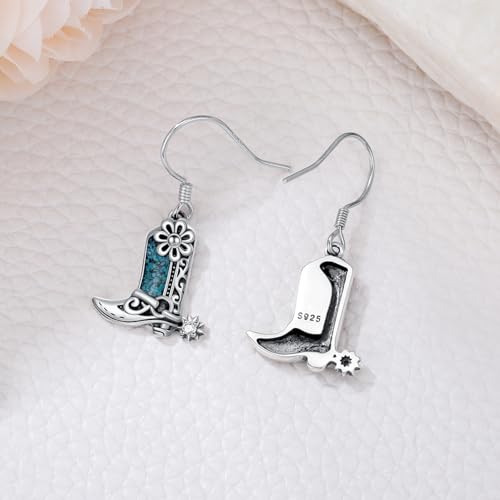 Western Earrings for Women 925 Sterling Silver Turquoise Western Country Dangle Drop Earrings Country Jewelry Gifts for Cowgirl Cowboy3