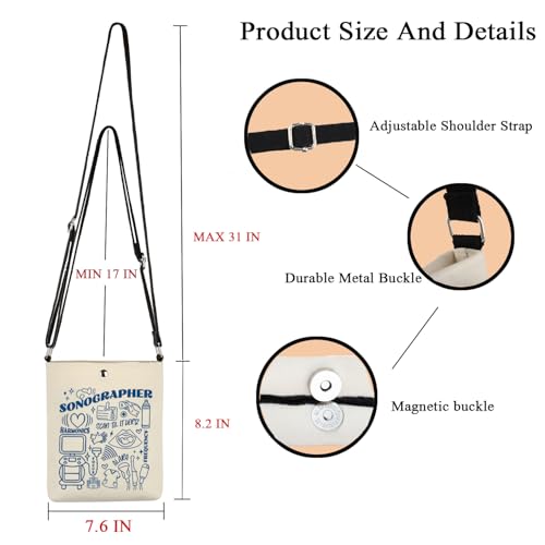 POFULL Sonography Graduate Gift Ultrasound Techn Gift Radiologist Gift Sonographer Crossbody Bag2
