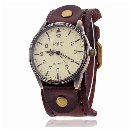 FENKOO - Reloj de Pulsera analógico de Cuarzo con Correa de Piel Vintage, Unisex, Esfera Grande