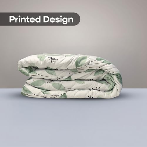 Image of SleepyCat Luxurious All Season Reversible Printed Comforter - 200 TC | Hotel Like Feel with Down Alternative Lightweight Microfiber Fill, Double Size 90x100 Inches (Green Petal)