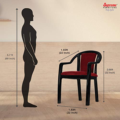 Supreme Ornate Plastic Cushion Chairs Black And Red Set