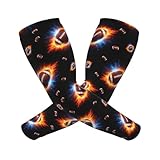 VAFZASC Lightweight UV Protection Cooling Arm Sleeves Space Ice And Fire American Football Non Slip Compression Sleeves for Men Women All Outdoor Sports