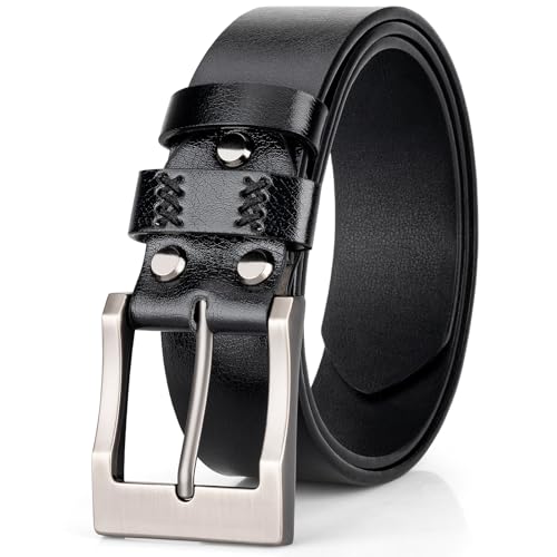 maikun Black Belt for Men, Casual Dress Leather Belt, Fashion & Classic Design for Work Jeans