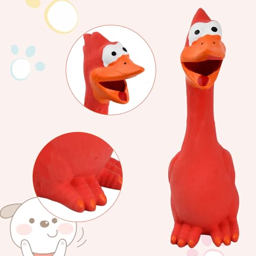 Quietschendes Hundespielzeug Tukan Gummihuhn - Leicht Zu Klingen, Beiß- Und Verschleißfest Aus Latex Für Große Und Kleine Hunde (Rot)