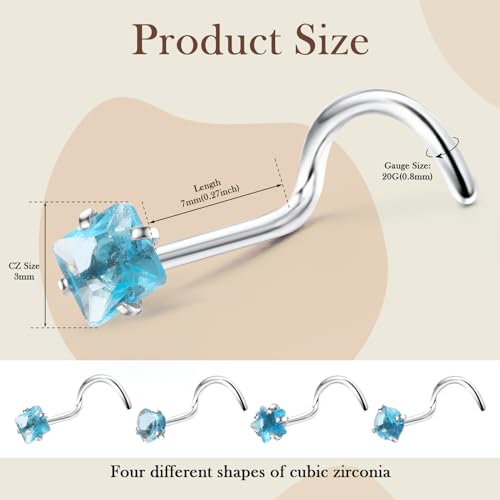 CrazyPiercing 20G Colorful Rhinestone Steel Screw Nose Rings Studs Bar Pin Piercing Jewelry2