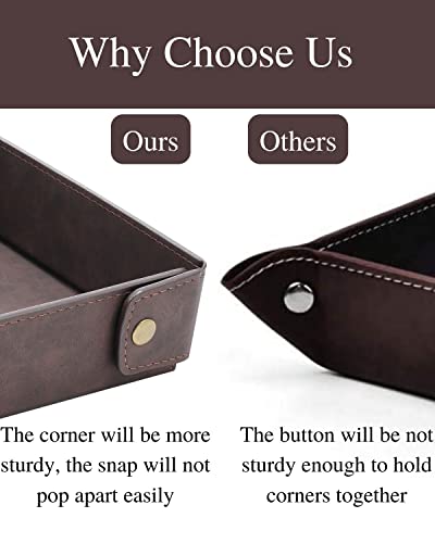 Image of CASIRENA Faux Leather Valet Tray Organizer for Men - Catch-All Tray for Entryway Table Key, Wallet, Watch, Coin Change, Phone, Dresser EDC Dump Jewelry, Bedside Nightstand Desk-top