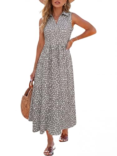Image of ANRABESS Womens Casual Dress Summer Sleeveless V Neck Sundress Aline Flowy Beach Maxi Dresses Travel 2026 Vacation Outfits