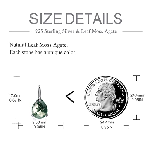 925 Sterling Silver Moss Agate Opal Larimar Turquoise Black Onyx Rose Quartz Amethyst Garnet Moonstone Leverback Earrings for Women Teardrop Hoop Earrings Birthstone Jewelry4