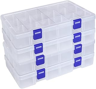 4 Pack 18 Grids Bead Organizer Craft Organizers and Storage Plastic Organizer Box Rock Collection Box Tackle Box Organizer with Removable Dividers