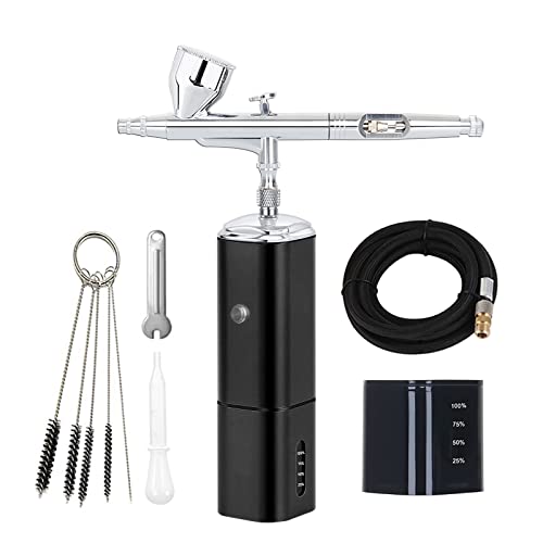 Casubaris TM90(BLACK)+318 Cordless Portable Airbrush Kit With Compressor,Rechargeable And Replaceable Auto Stop Dual Action Air Brush Pen,Match Different Airbrush Guns thumb #1