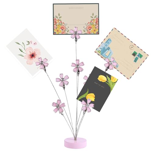 Photo Tree Holder Clip 8 Branch Money Tree Family Tree Gift Card Holder Gift Card Tree Holder with Clips Picture Frame Holder Stand for Memo Paper Note Wedding Photo (Cherry Blossom)