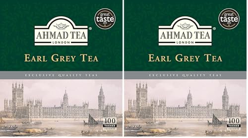 Ahmad Tea Earl Grey - Te negro - 100 Bolsitas á 2 gramos, 1 paquete (Paquete de 2)