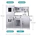 TUSY Kids Kitchen Playset, Play Kitchen for Toddlers, Kids Play Kitchen Set with Ice Maker and Removable Sink, White and Silver