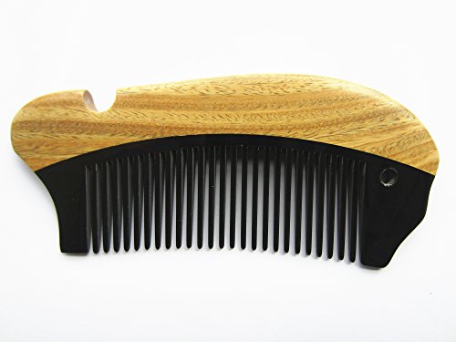Myhsmooth Gb-byg2-nt Handmade Natural No Static Black Buffalo Horn with Sandalwood Pocket Comb (4.7"1.8")