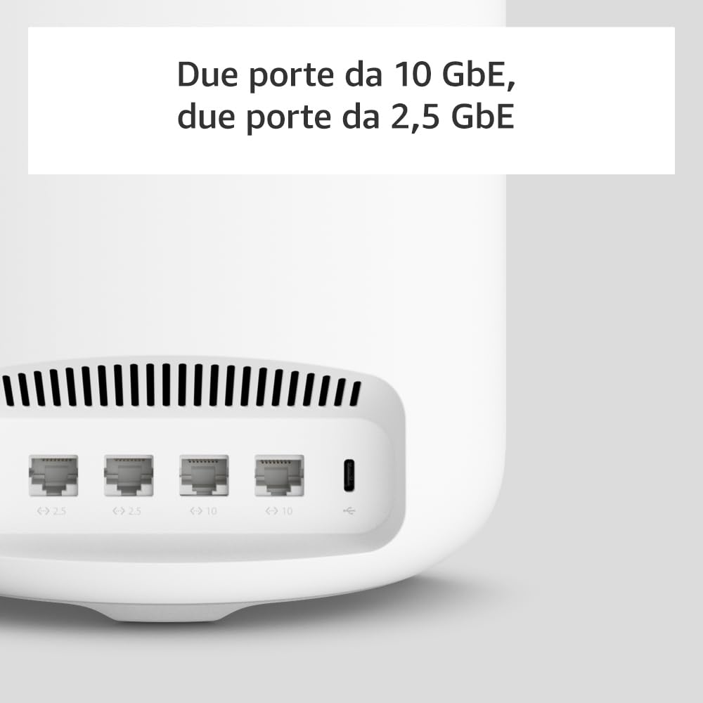 Router wi-fi mesh Amazon eero Max 7 | Ethernet 10 Gbps | Copertura fino a 460 m² | Connette più di 500 dispositivi | Ideale per il gaming | Confezione da 2 | Ultima generazione