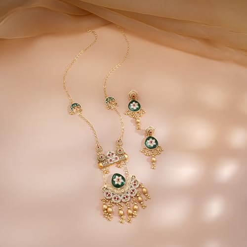 Image of Rubans Gold Plated Necklace Set Traditional Festive Jewellery for Women & Girls