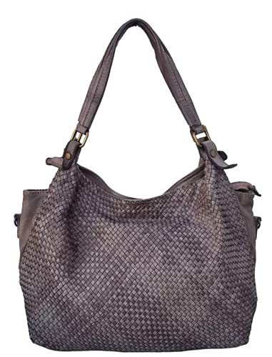 Superflybags Sac Épaule en Cuir Véritable Tressé effet Vintage modèle DORSOD 40x33x17cm Made in Italy Cover