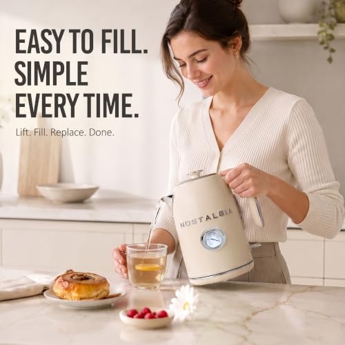 Nostalgia Retro Electric Kettle,1.7L Enamel-Coated Stainless Steel - Cream - image 4