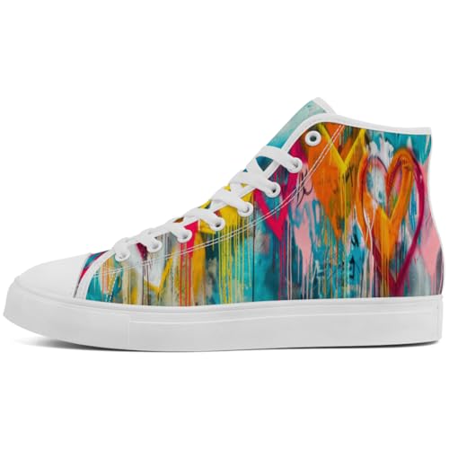 Graffiti High Top Shoes Womens Mens High Top Canvas Sneakers