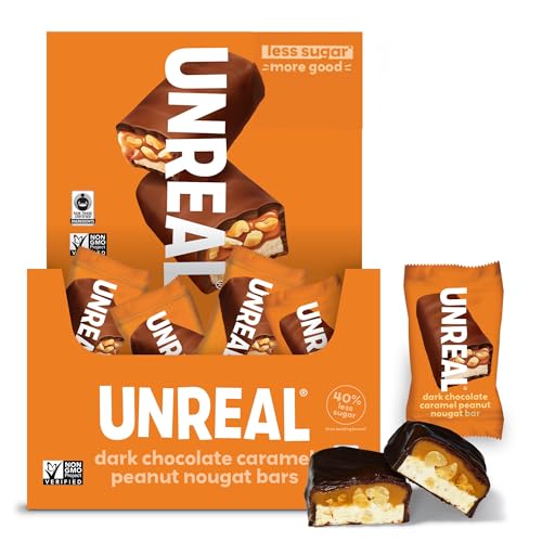 UNREAL Dark Chocolate Peanut Caramel Nougat Bars (30 Mini Bars)