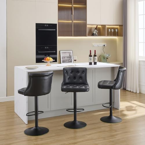 Image of FIRAVOE Swivel Kitchen Bar Stools Set of 3, Adjustable Height 25 inch-34 inch