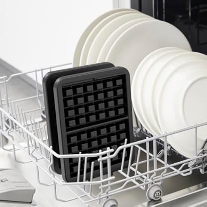 Krups FDD95D Professionelles, Doppelwaffeleisen, 2 belgische Waffeln gleichzeitig, Dreh-Funktion für perfekte Waffel, 7 Bräunungsstufen, spülmaschinengeeignete Platten, 1200W, Schwarz – Bild 5