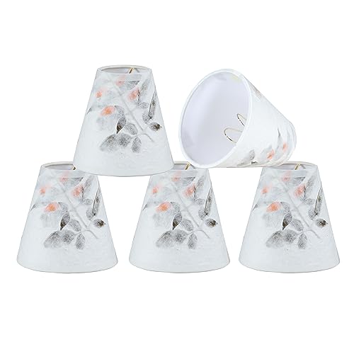 Image of Aspen Creative 51034-5, Empire Clip-On Chandelier Lamp Shade, Off White in Petal Paper, 2 1 /2 inch Top x 5 inch Bottom x 5 inch Slant Height, Set of 5