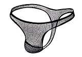 AIEOE String Tanga Herren Transparente String Männer Sexy Slip Leichte und Atmungsaktive Unterwäsche Schwarz Größe L