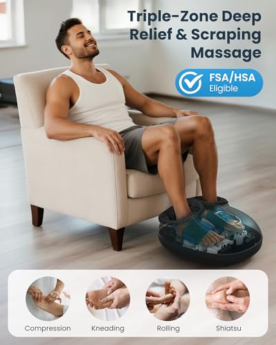 Image of COMFIER 4-in-1 FSA Eligible HSA Shiatsu Foot Massager with Heat, Compression & Vibration, Smoth Warmth for 3 Levels, Toe Touch Control, Large Size Fits Up to 14, Gifts for Mom Dad, Home Office