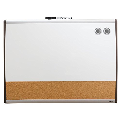 Quartet Combination Magnetic Whiteboard & Corkboard, 17" X 23", Combo White Board & Cork Board, Black/Silver Frame (79370) #TOP3
