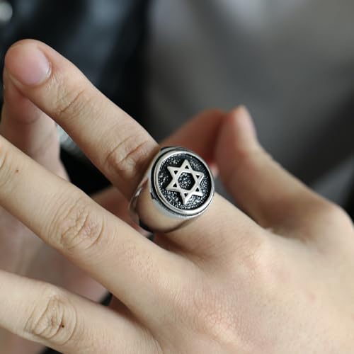 Anillo judío para hombre que busca un sello de identidad resistente 2