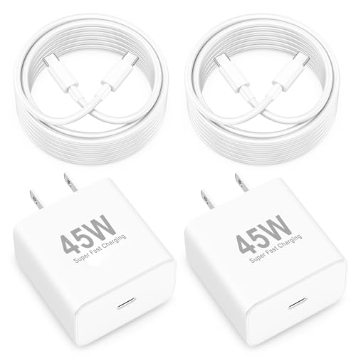 45W USB C Fast Charger for Google Pixel 10/10 Pro/10 Pro XL Fold/9/9 Pro XL/9 Pro Fold/8/8a/8 Pro/7/7a/6/5/4XL, 2-Pack 45W Super Fast Charging Type C Wall Charger Block & 6/10FT Long USB-C to C Cable