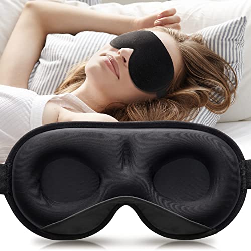 Masque de Nuit,Umisleep 3D lesté Masque de Sommeil pour Homme et Femme,Masque de Yeux Cache Yeux pour Dormir 100% Bloquant la lumière pour les Cernes et les Yeux Secs,les Maux de tête et les Migraines