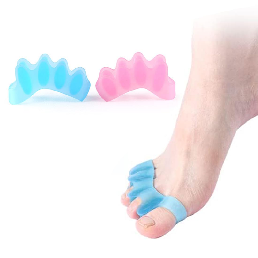 Separador Dedos Pie, separadores de dedos de los pies, silicona mejorada, 0% BPA, separador dedos pie silicona ortopedicos, Ajuste Ballet Yoga Atletas, 4 piezas