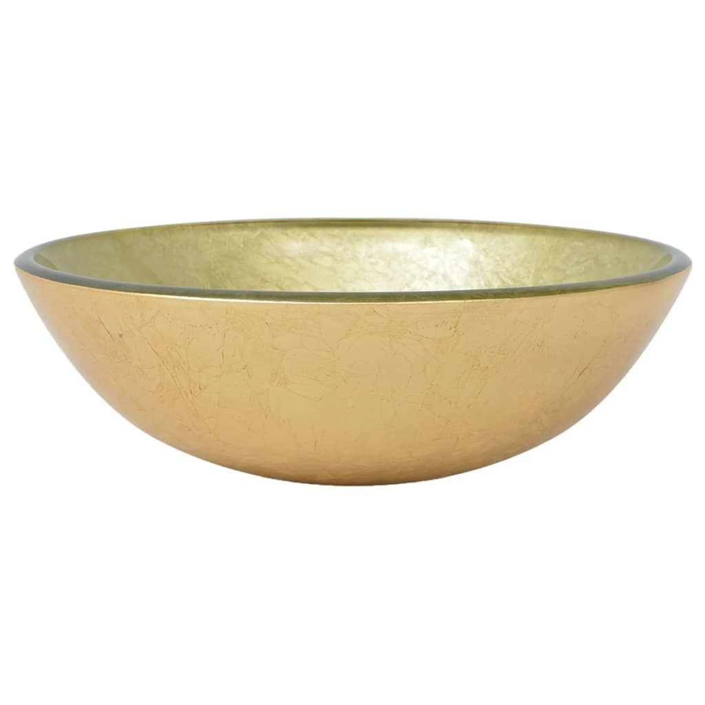 vidaXL Basin Tempered Glass Gold 35x12 cm