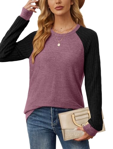 Image of Saloogoe Tunic Sweatshirts for Women Crewneck Lightweight Sweaters Raglan Long Sleeve Shirts Fall Fashion Tops 2026