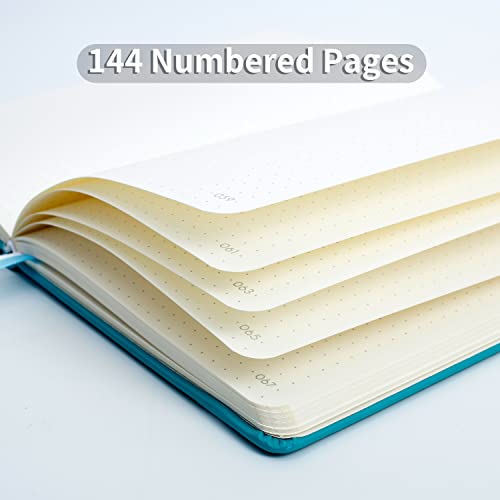 Stationery Island Cuaderno Punteado A5 Notebook Turquesa - Libreta A5 Bullet Dotted Journal Puntos de Tapa Dura Con 120gsm Papel 144 Páginas Numeradas para Notas, Estudio, Viajes, Diario