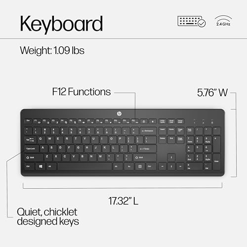 HP 230 Wireless Mouse and Keyboard Combo - 2.4GHz Wireless Connection - Long Battery Life - Durable & Low-Noise Design - Windows & Mac OS - Adjustable 1600 DPI - Numeric Keypad (18H24AA#ABA) - image 8